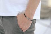 Shema Israel bracelet for men silver Hebrew charm blue string bracelet jewish gift for him men's bracelet handmade