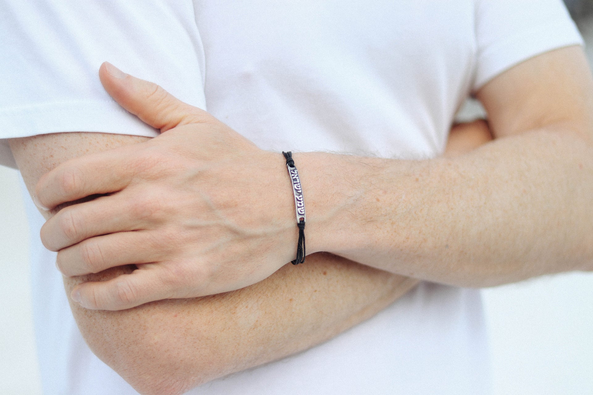 Shema Israel bracelet for men silver Hebrew charm blue string bracelet jewish gift for him men's bracelet handmade