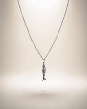 Fish chain necklace for men, men's fish necklace with link chain, stainless steel silver tone pendant fisherman gift for him