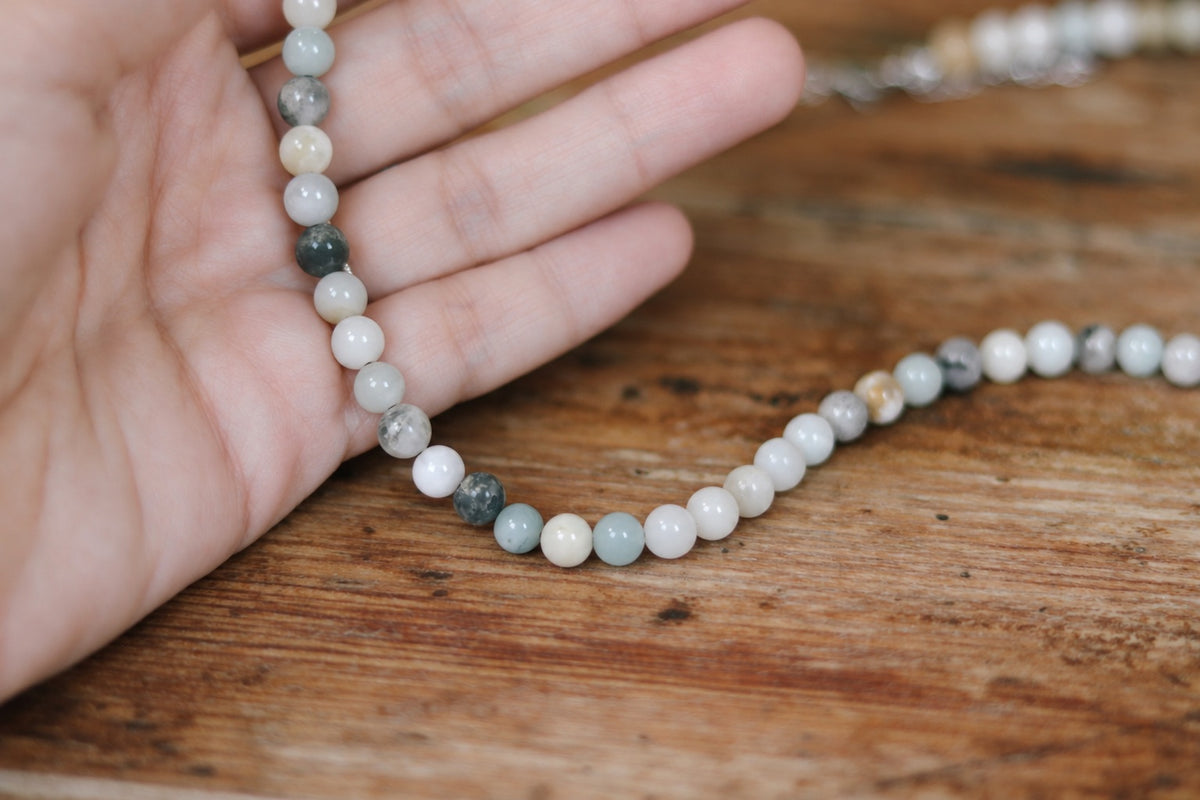 Amazonite necklace for men, beaded necklace, men's necklace with stone beads, 6mm beads, good luck, adjustable, gift for him, mens jewelry
