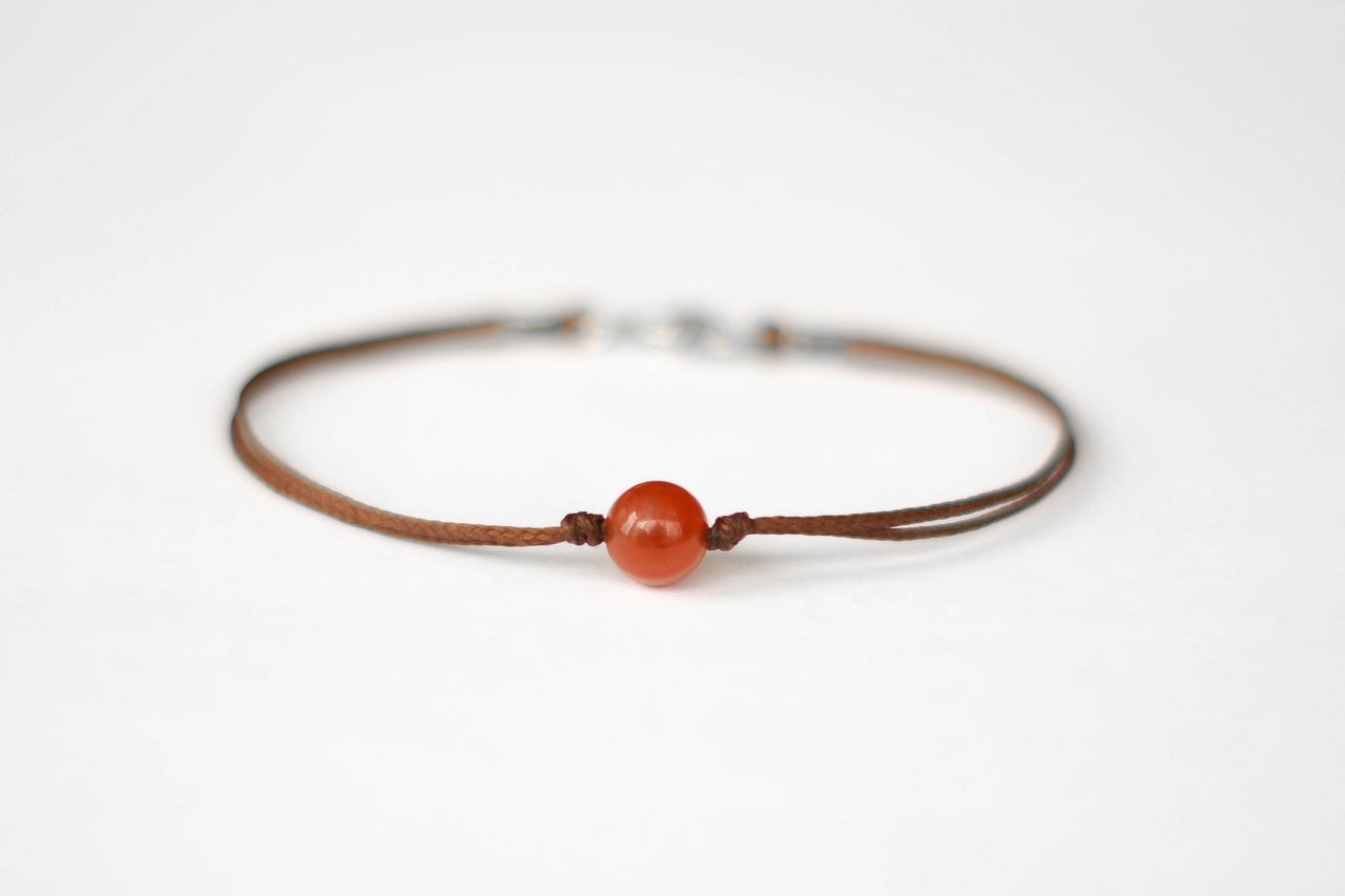 August birthstone bracelet for men, Sardonyx Agates bead brown bead stone, Christmas gift for him