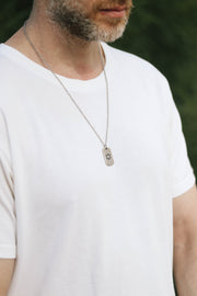 Chai necklace for men dog tag Hebrew necklace Star of David men's necklace silver tone pendant, Chai engraved חי, chain, Hannukah gift, hai