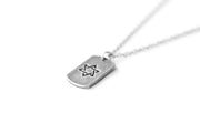 Chai necklace for men dog tag Hebrew necklace Star of David men's necklace silver tone pendant, Chai engraved חי, chain, Hannukah gift, hai
