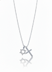 Cross and Star of David necklace for men stainless steel chain Interfaith Necklace Interfaith couples jewelry unity coexistence spiritual