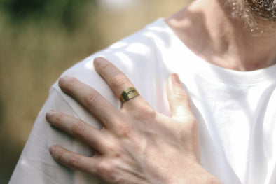 Personalized ring for men, Men's Ring with Engraved Hebrew Name, Bronze Initial Ring for Him, Jewish Gift for Father Husband, Adjustable