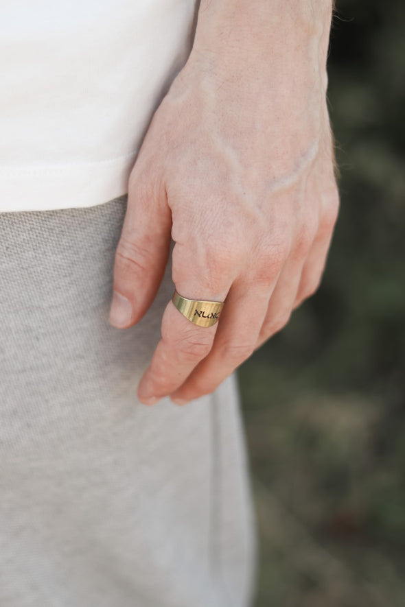 Personalized ring for men, Men's Ring with Engraved Hebrew Name, Bronze Initial Ring for Him, Jewish Gift for Father Husband, Adjustable