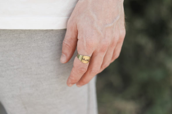 Personalized ring for men, Men's Ring with Engraved Hebrew Name, Bronze Initial Ring for Him, Jewish Gift for Father Husband, Adjustable