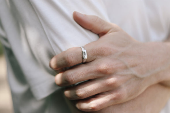 Personalized ring for men, Men's Ring with Engraved Name, Silver Initial ring for him, Gift for Father Husband, adjustable custom ring