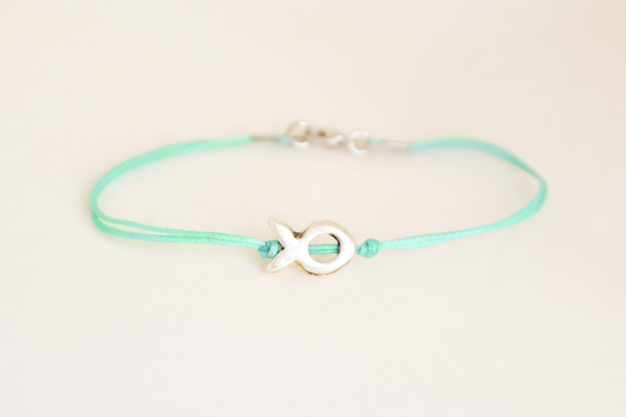 Men's Bracelet with a Silver Tone Fish Charm, Fisherman Gift for Him, Nautical Jewelry