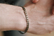 Bronze flat link chain bracelet for men, minimalist jewelry, gift for him