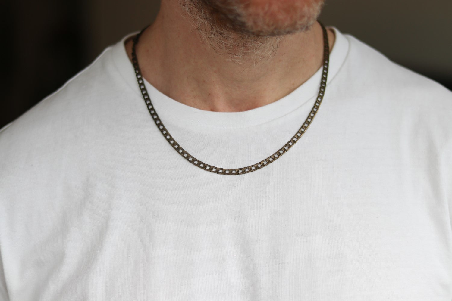 Bronze link chain necklace for men, men's necklace, flat cable chain, gift for him, minimalist mens jewelry, fathers day gift, custom size