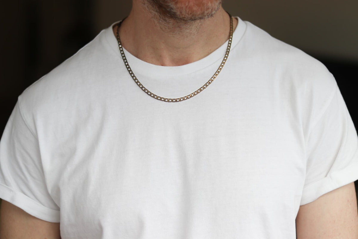 Bronze link chain necklace for men, men's necklace, flat cable chain, gift for him, minimalist mens jewelry, fathers day gift, custom size