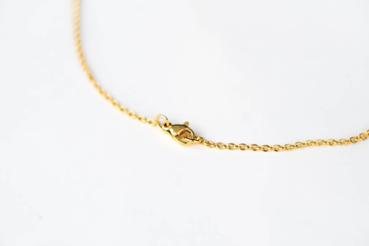 Gold chain necklace on a white background