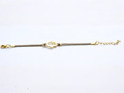 Gold plated Hamsa charm bracelet, brown cord, customized color, adjustable