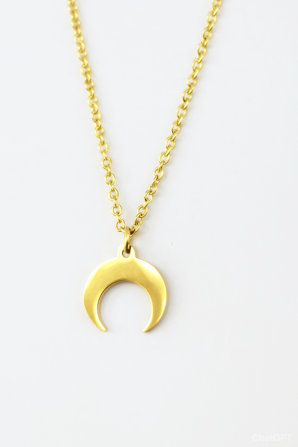 Crescent Moon Necklace for Men Gold Half Moon Pendant Gold Chain, Birthday Gift for Him, Horn Lunar Necklace