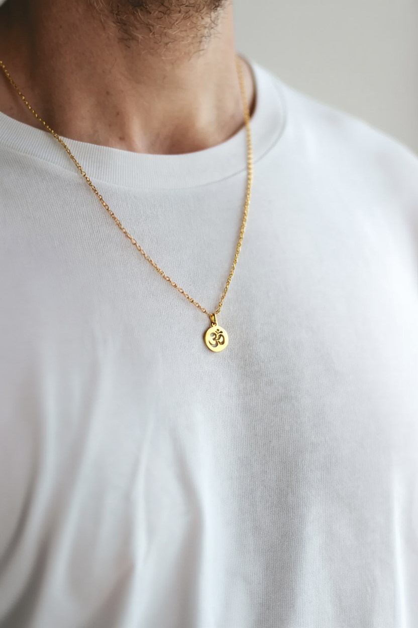 gold om chain necklace for men