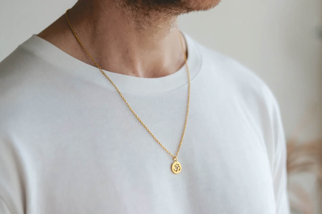 gold om chain necklace for men