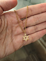 Gold Star of David Necklace For Men Stainless Steel Chain Jewish Gift For Him