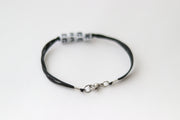 hebrew bracelet for men custom letters black string white beads