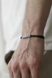 hebrew bracelet for men custom letters black string white beads