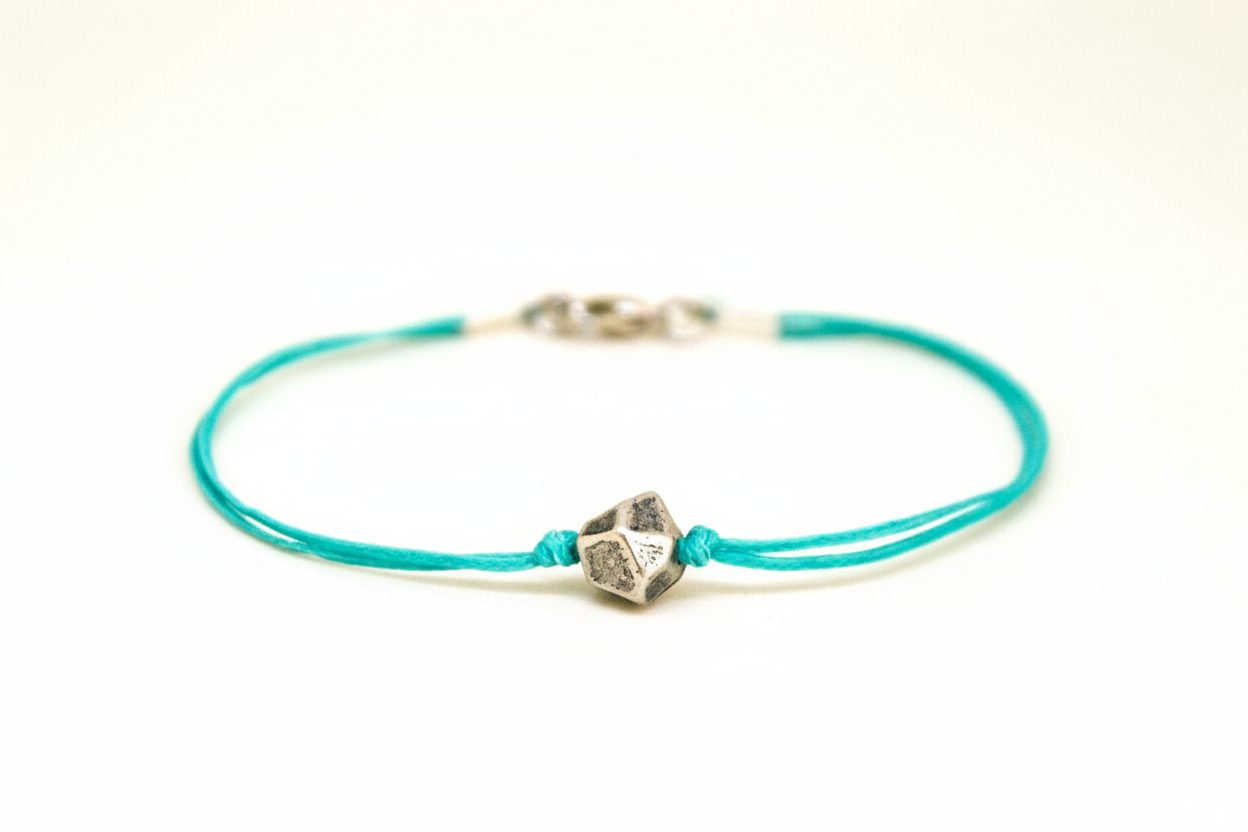 Nugget bracelet for men, turquoise cord - shani-adi-jewerly