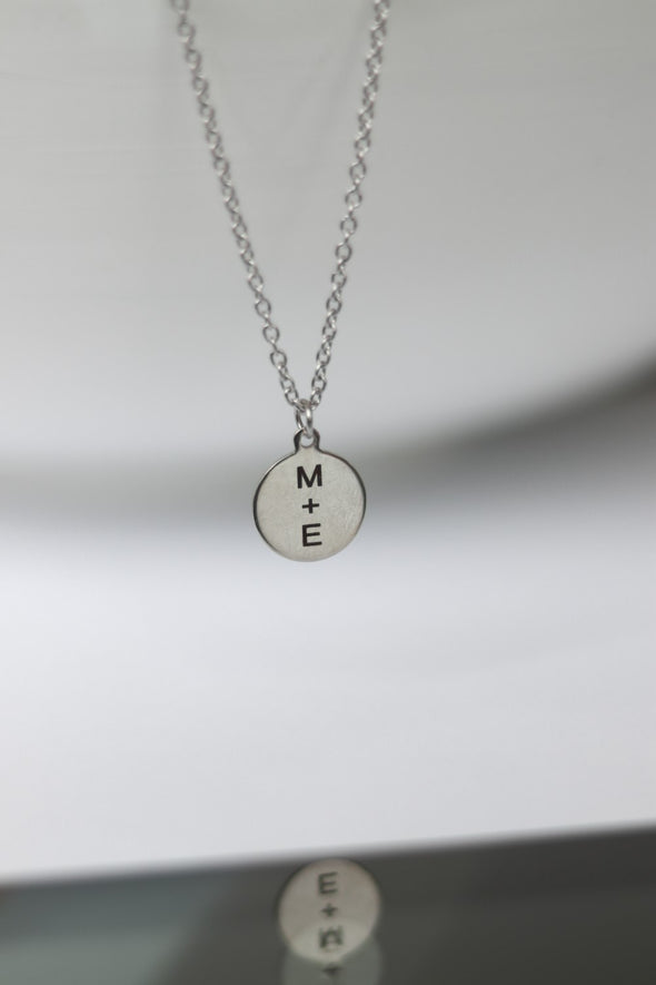 Personalized gift, Initial Necklace For Men, Men's Name Necklace, Custom letter, Silver Disc pendant Chain, Mens Jewelry, Engraved gift dad