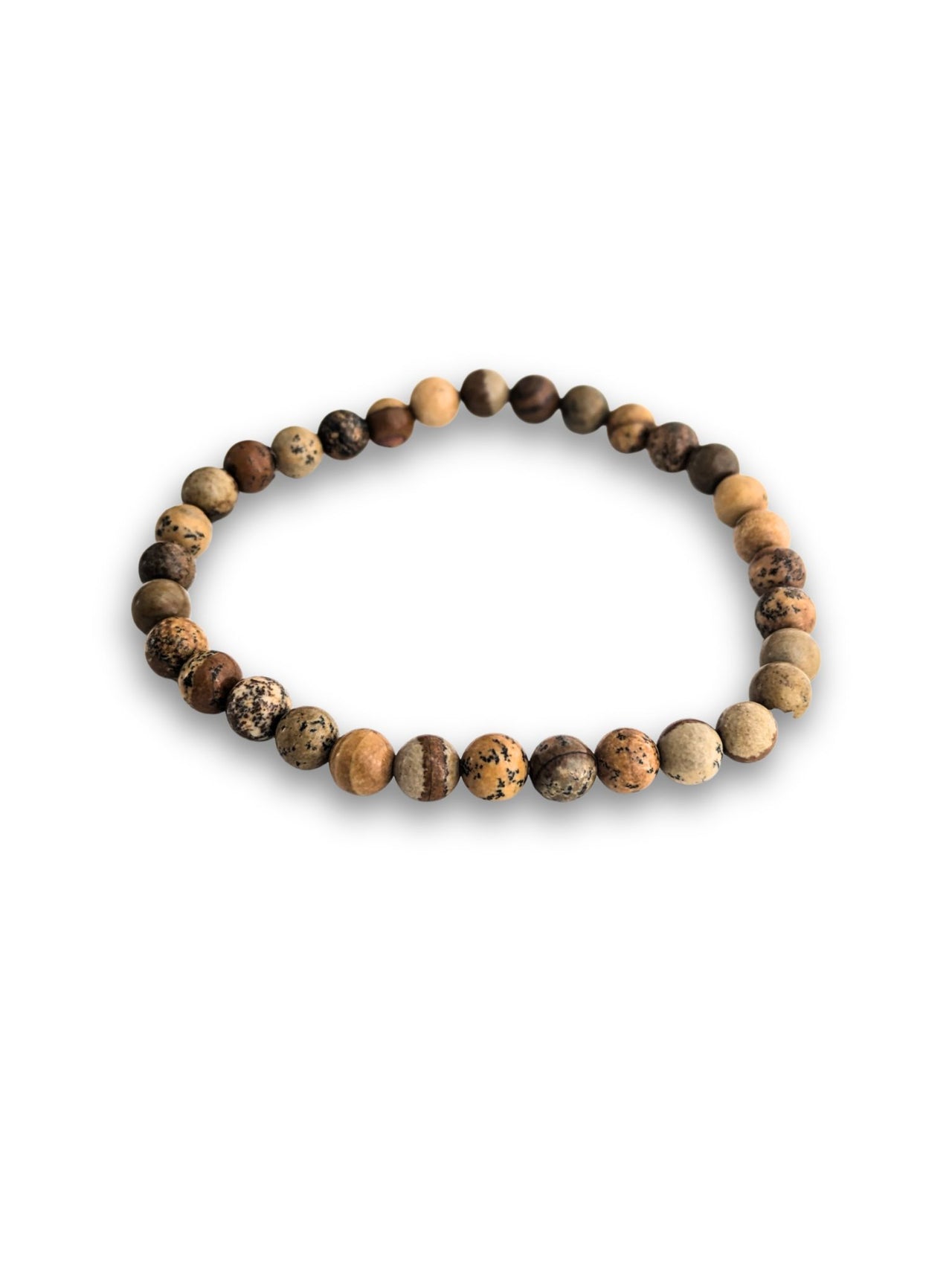 Picture Jasper bracelet for men, brown beaded men's bracelet, grounding beads stone, gemstone gift for him stretchable boho beads bracelet