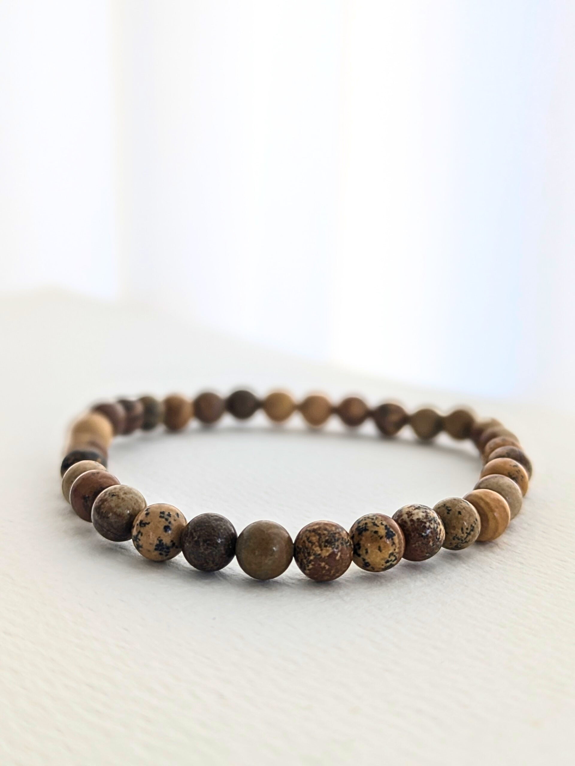 jasper gemstone beaded bracelet for men
