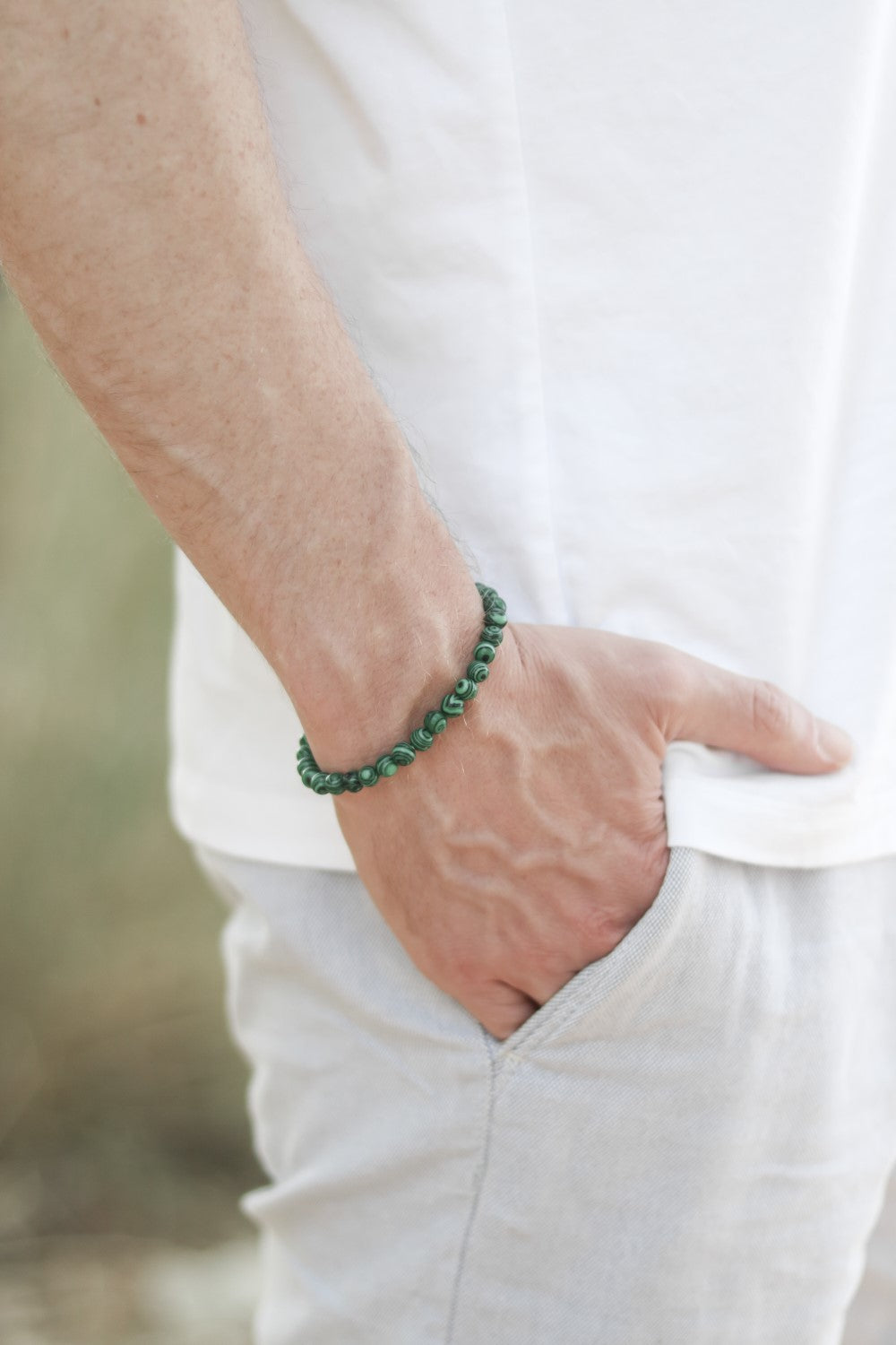 Malachite bracelet for men