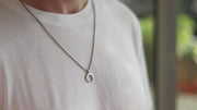 double horn half moon necklace for men