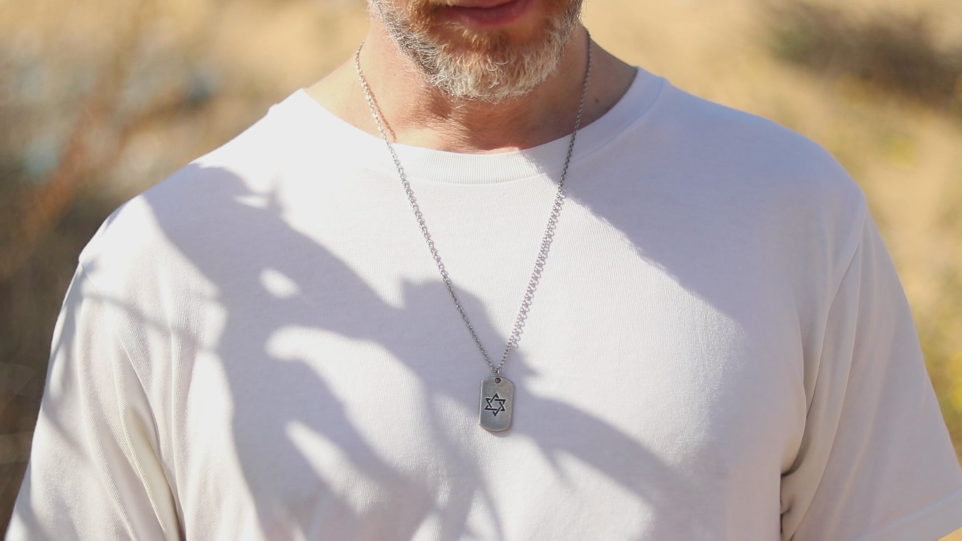 Chai necklace for men dog tag Hebrew necklace Star of David men's necklace silver tone pendant, Chai engraved חי, chain, Hannukah gift, hai