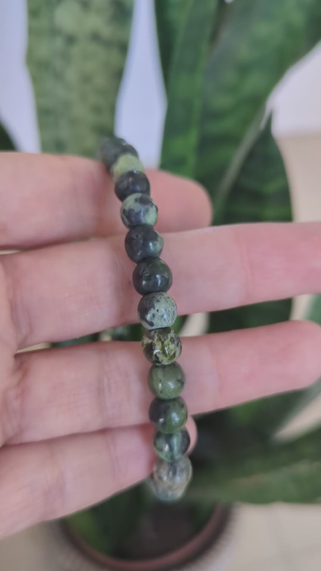 kambaba jasper stone beads bracelet for men green