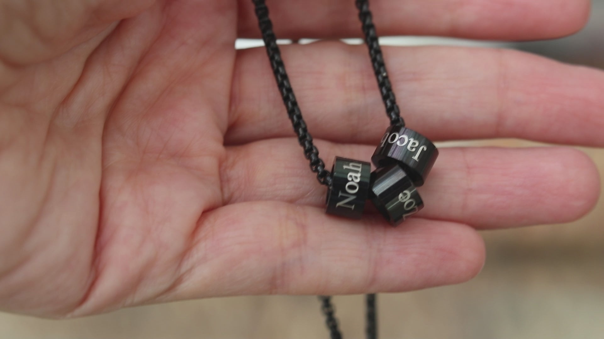 Personalized Name Necklace For Men Black Initial Chain Custom Engraved Jewelry