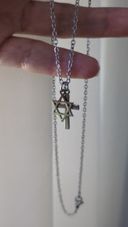 Cross and Star of David necklace for men stainless steel chain Interfaith Necklace Interfaith couples jewelry unity coexistence spiritual