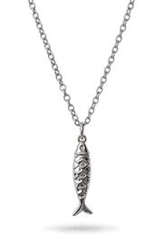 Fish chain necklace for men, men's fish necklace with link chain, stainless steel silver tone pendant fisherman gift for him