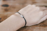 Personalized Bracelet Starfish Charm Bracelet Black Cord Silver Sea Star Bead Ocean Beach Coastal Gift For Girlfriend