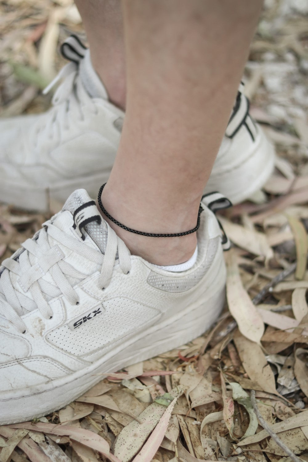 black chain anklet for men