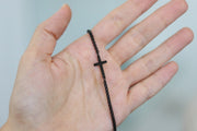 Cross necklace for men, sideways cross, mens necklace waterproof cross pendant, black chain confirmation gift for him, christian catholic