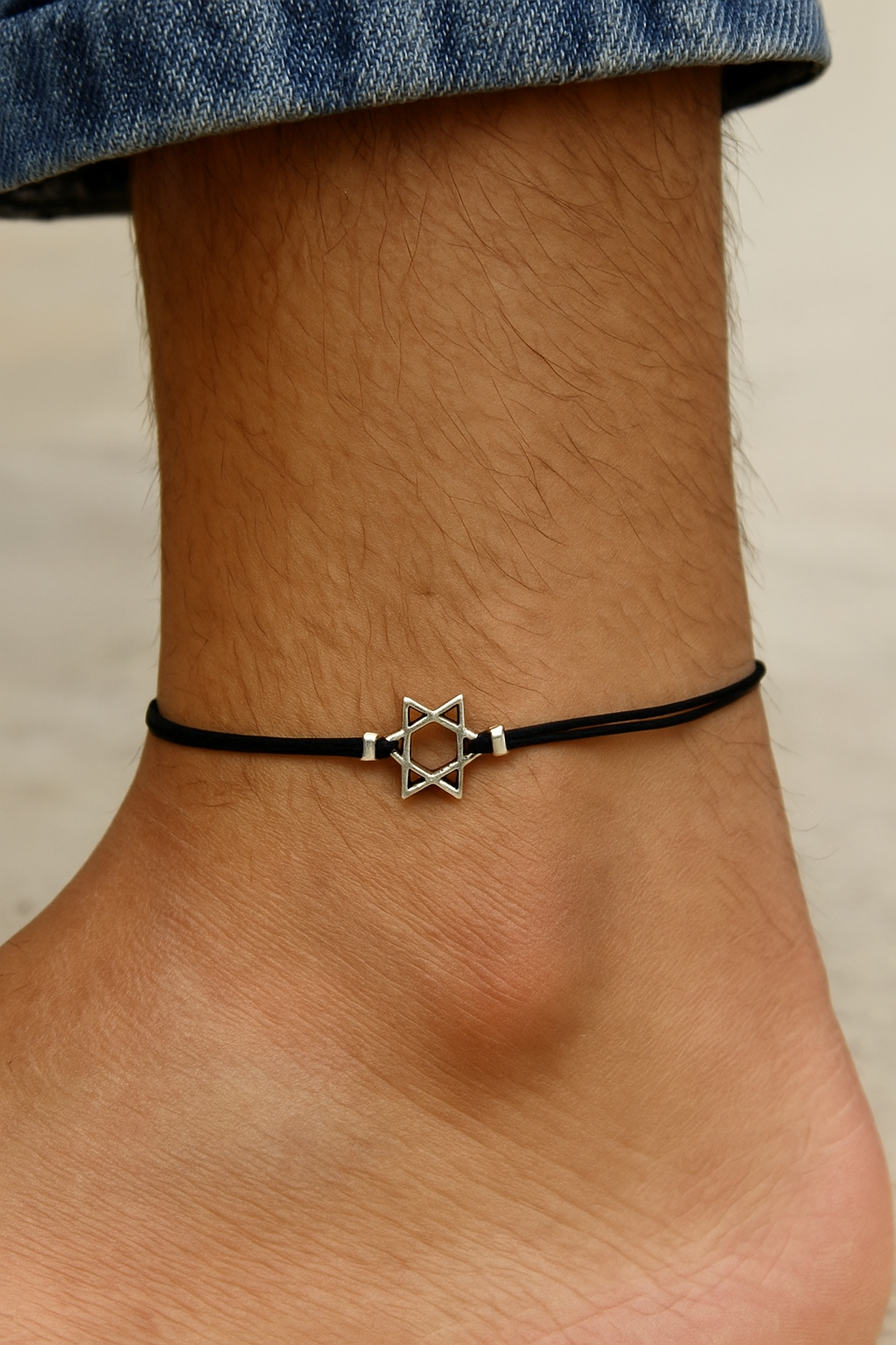 Star of David anklet for men