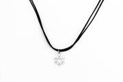 Star of David necklace for men black string silver pendant handmade by Shani & Adi jewelry