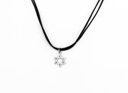 Star of David necklace for men black string silver pendant handmade by Shani & Adi jewelry