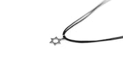Star of David necklace for men black string silver pendant handmade by Shani & Adi jewelry