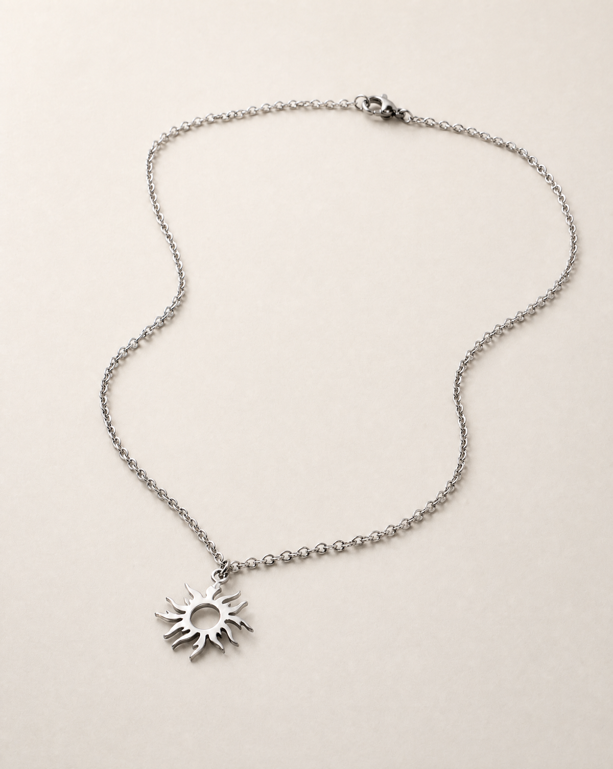 Silver sun necklace for women, stainless steel chain necklace, valentines day gift, waterproof jewelry