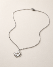 Silver sun necklace for women, stainless steel chain necklace, valentines day gift, waterproof jewelry