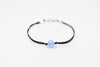 Aquamarine bracelet for men, blue March birthstone, black cord - shani-adi-jewerly