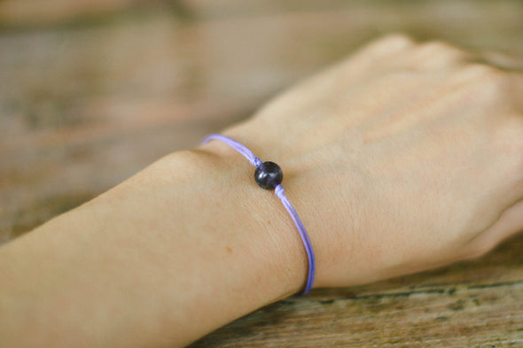 Amethyst bracelet for women, February birthstone, purple cord, adjustable - shani-adi-jewerly