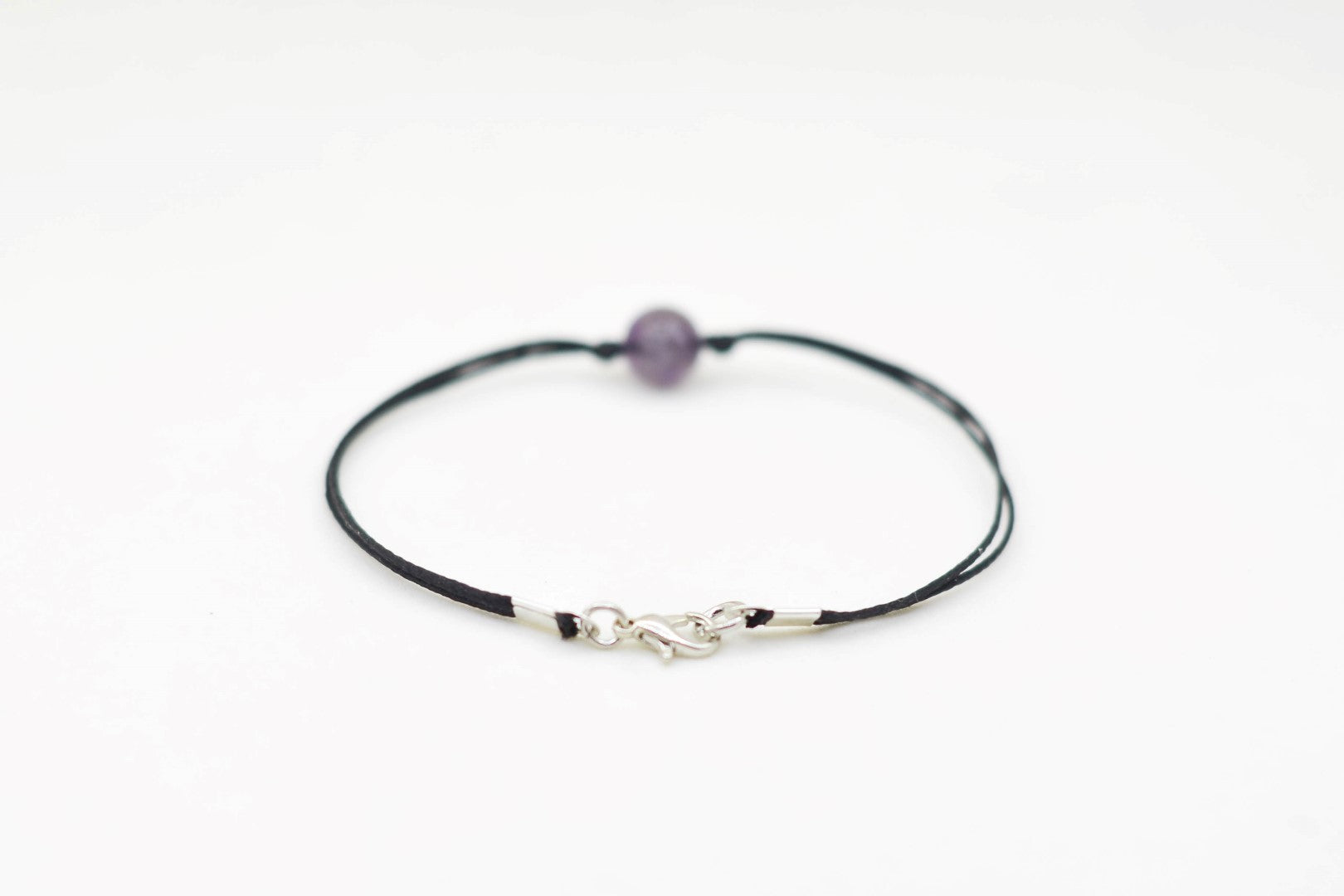 Amethyst bracelet for men, February birthstone, purple cord - shani-adi-jewerly