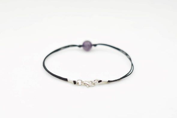 Amethyst bracelet for men, February birthstone, purple cord - shani-adi-jewerly