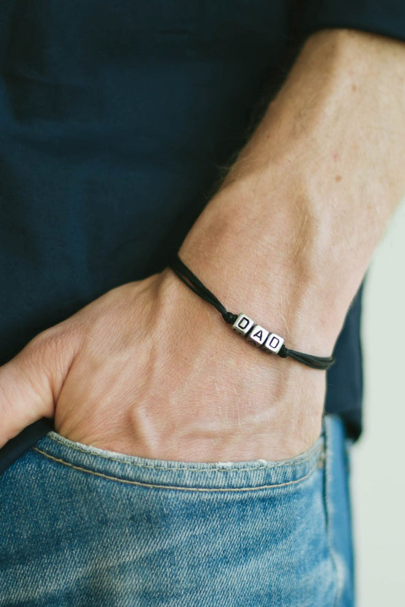 Dad bracelet, black cord, fathers day gift - shani-adi-jewerly