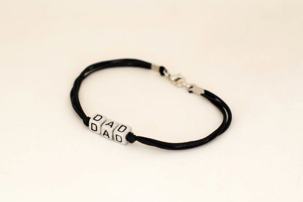 Dad bracelet, black cord, fathers day gift - shani-adi-jewerly